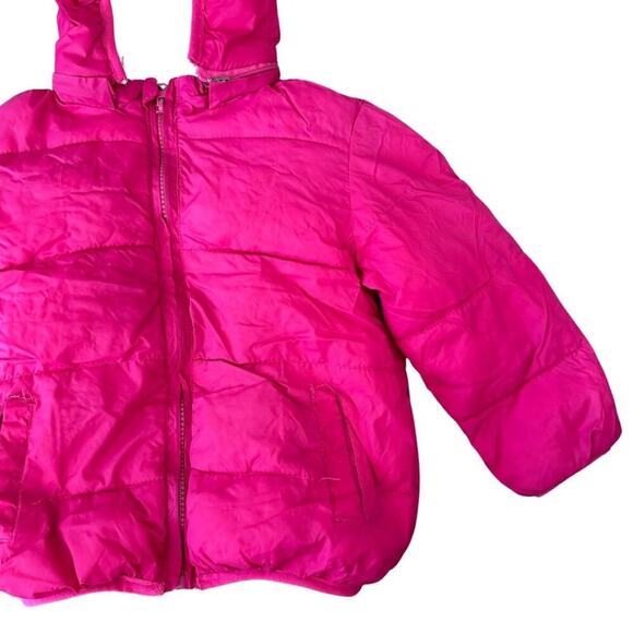 Removable Hoodie Puffer Jacket Sherpa Lined Hot Pink 3T - Picture 4 of 12